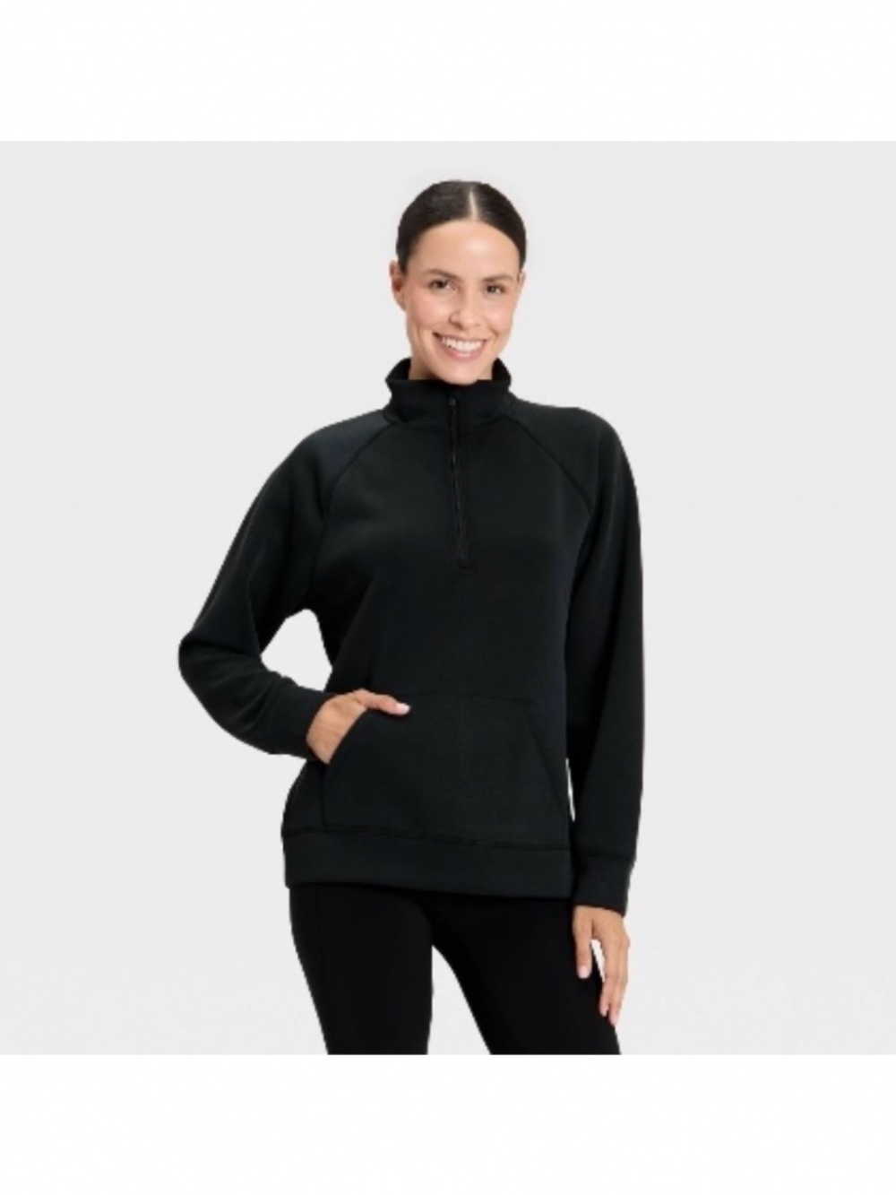 Women’s Airy Sleek Legging Friendly Half Zip Swearshirt - All in Motion Black S